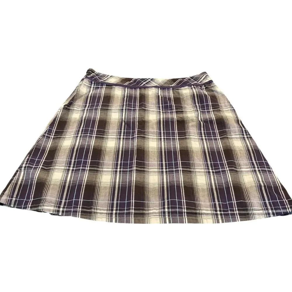 Lerros Purple Plaid A-Line Skirt Size 46/14
